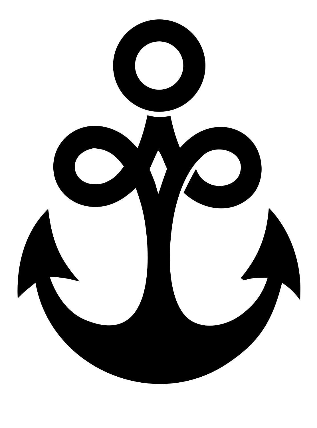 Bold Anchor Scroll Mark #ffffff/#000000