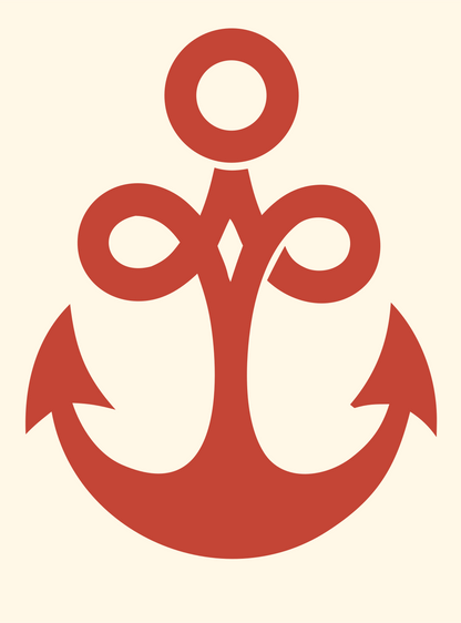 Bold Anchor Scroll Mark #fff8e7/#c44536