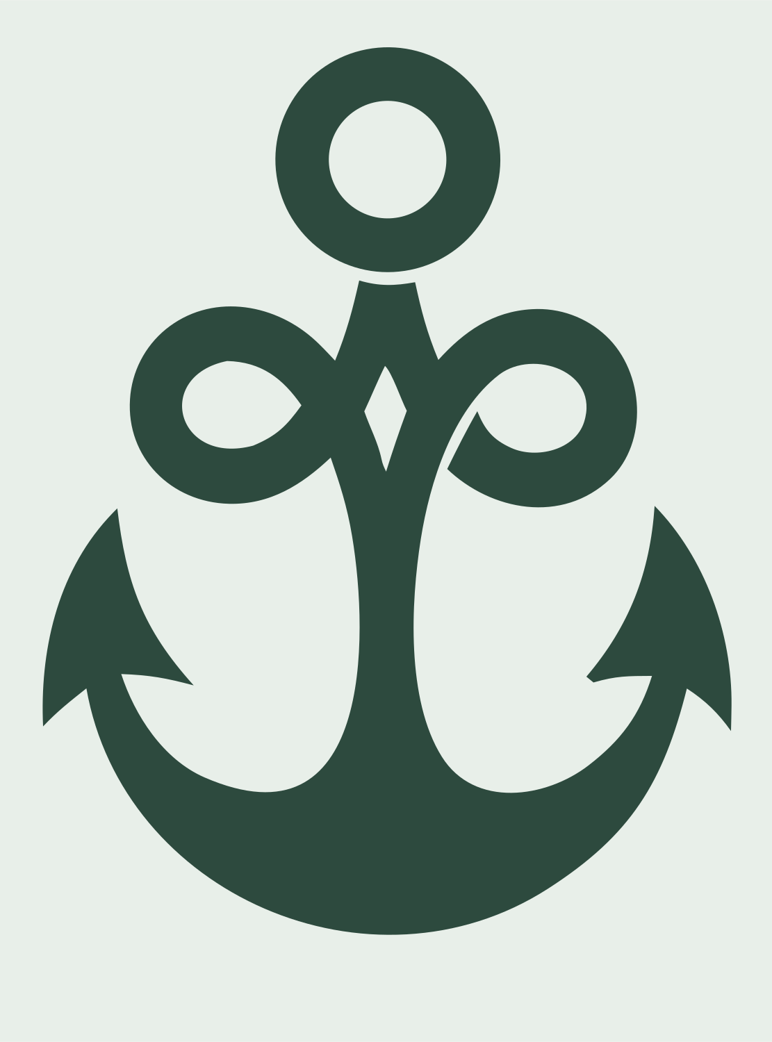 Bold Anchor Scroll Mark #e8efe9/#2d4a3e