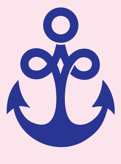 Bold Anchor Scroll Mark #fce4ec/#283593