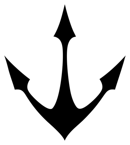 Trident Anchor Silhouette Badge #ffffff/#000000