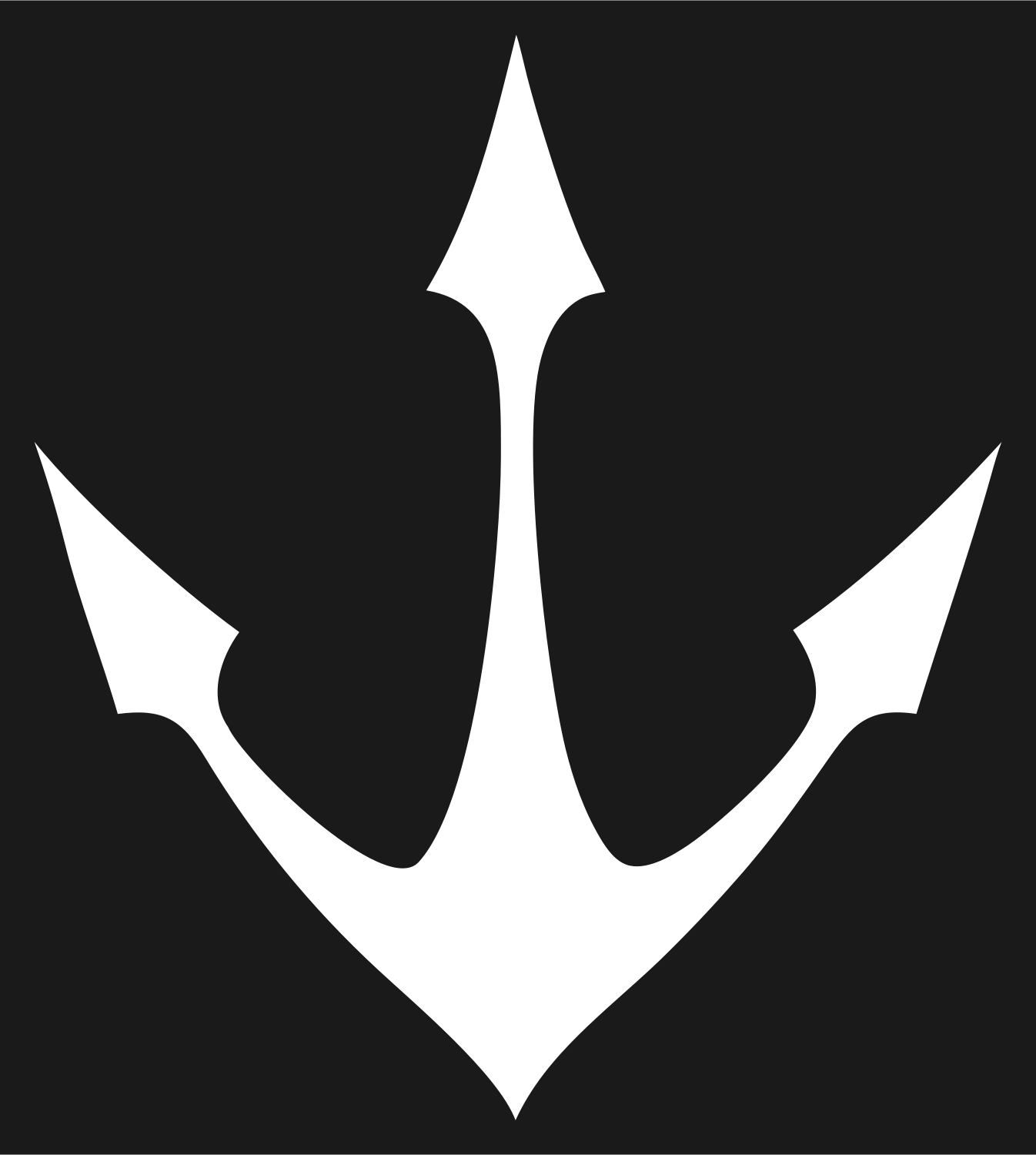 Trident Anchor Silhouette Badge #1a1a1a/#ffffff