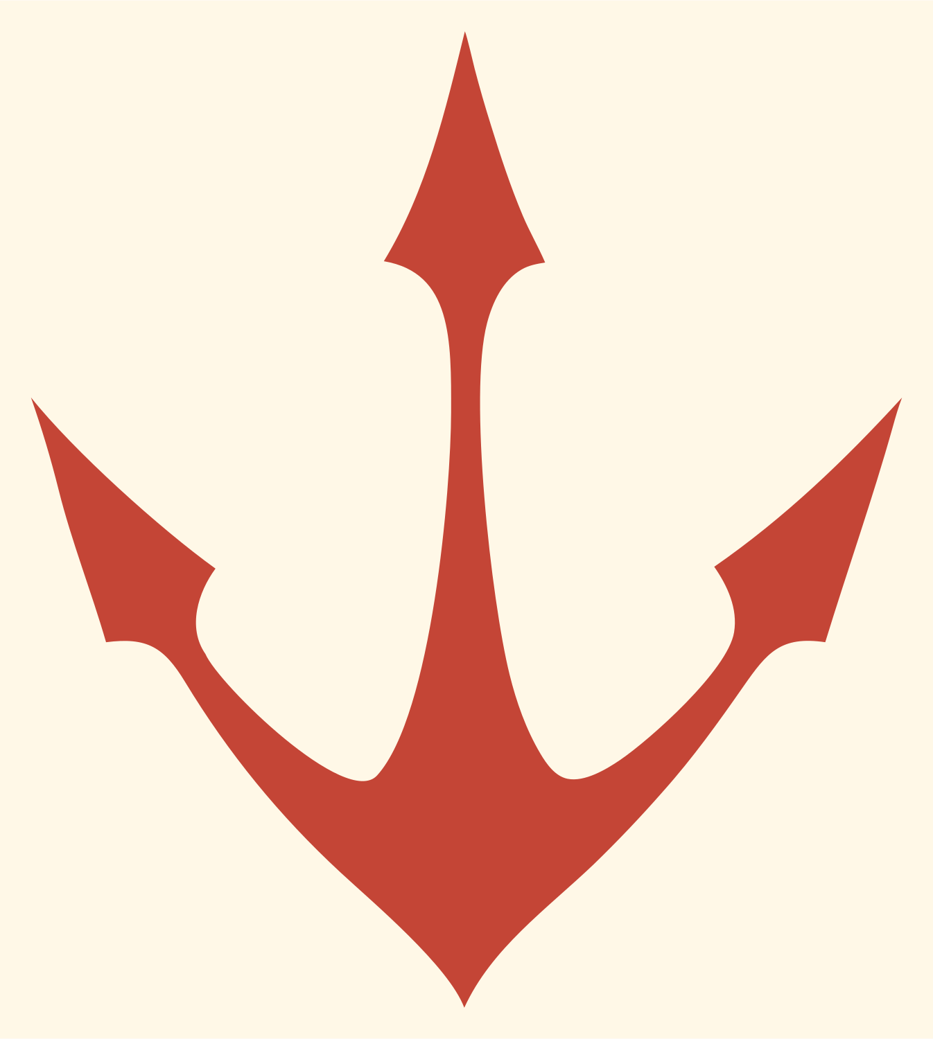 Trident Anchor Silhouette Badge #fff8e7/#c44536