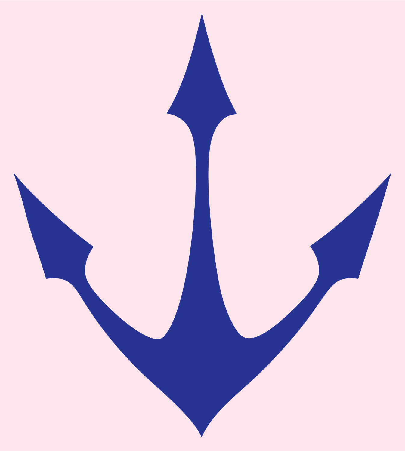 Trident Anchor Silhouette Badge #fce4ec/#283593