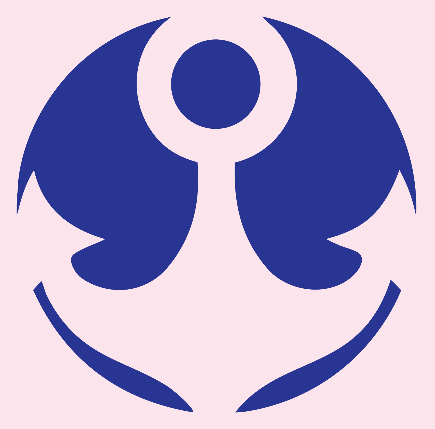 Negative Space Anchor Wing Badge #fce4ec/#283593