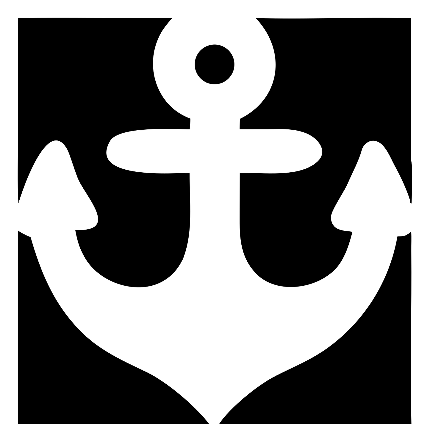 Negative Space Anchor Block Icon #ffffff/#000000