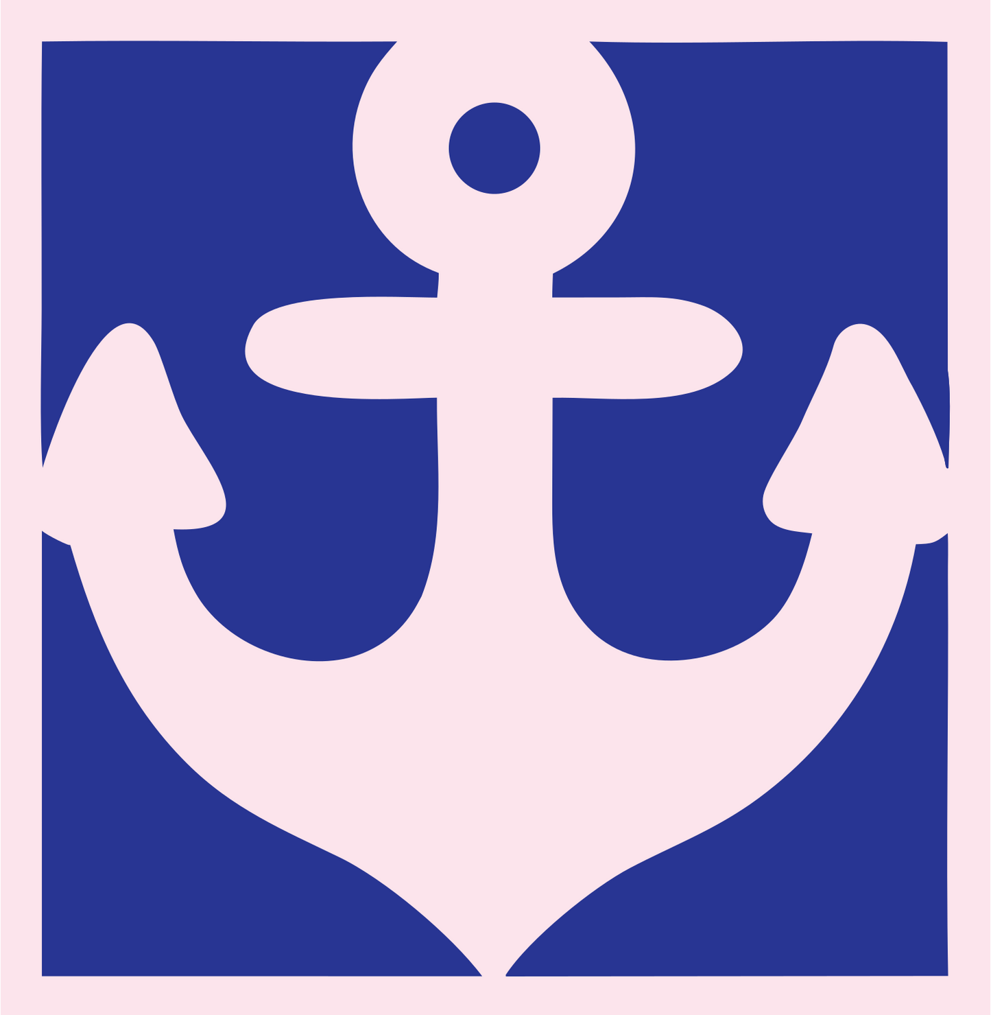 Negative Space Anchor Block Icon #fce4ec/#283593