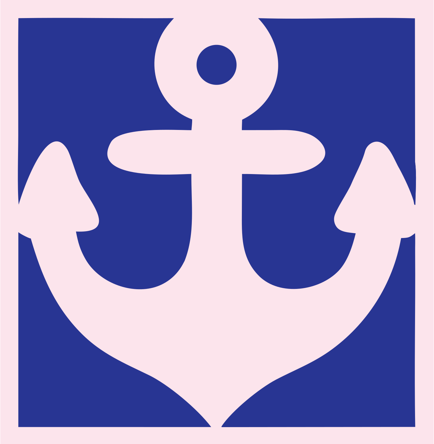 Negative Space Anchor Block Icon #fce4ec/#283593