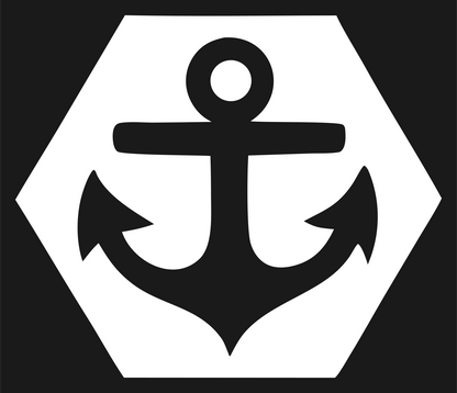 Negative Space Anchor Hexagon Badge #1a1a1a/#ffffff