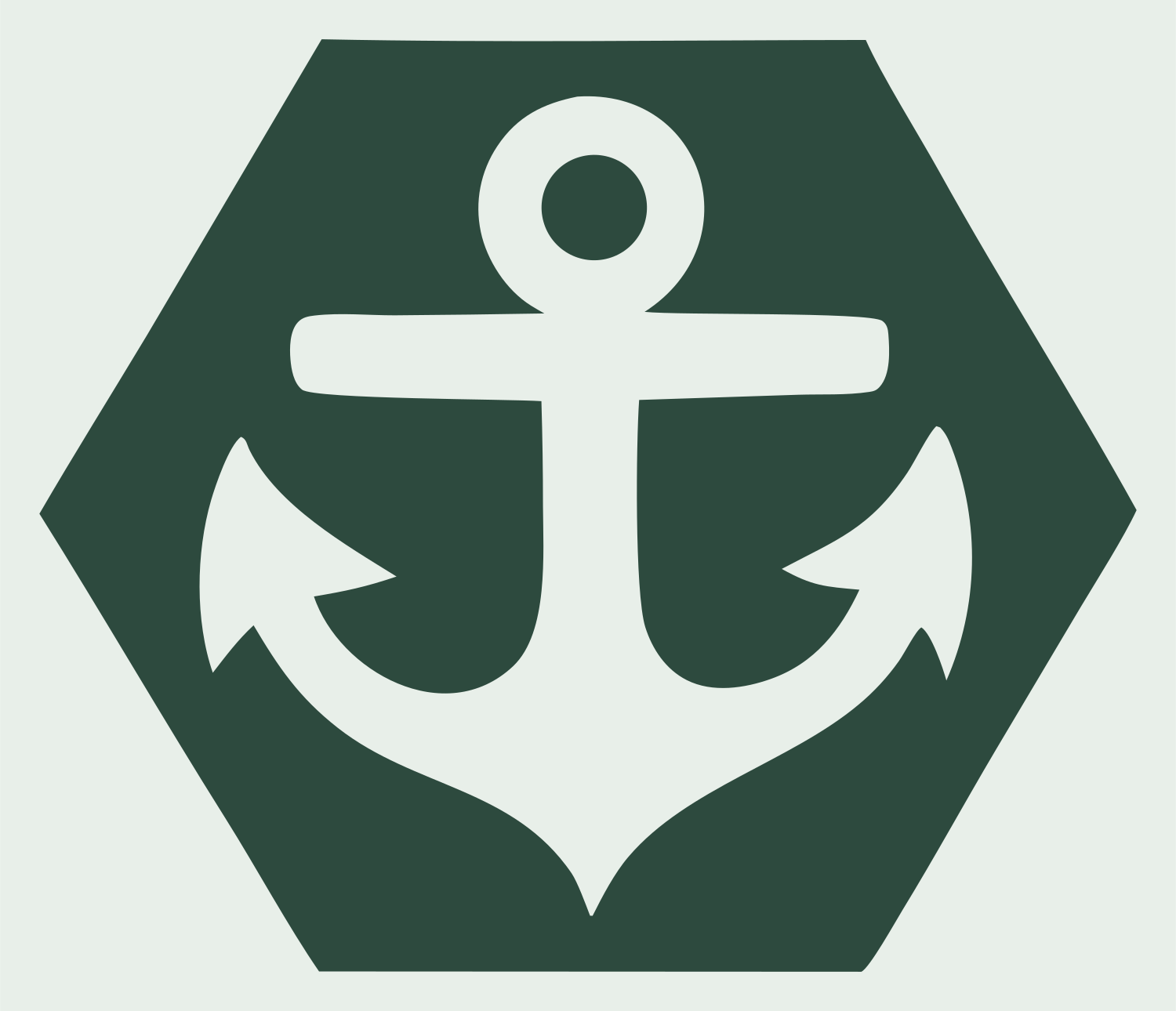 Negative Space Anchor Hexagon Badge #e8efe9/#2d4a3e