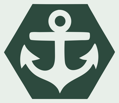 Negative Space Anchor Hexagon Badge #e8efe9/#2d4a3e