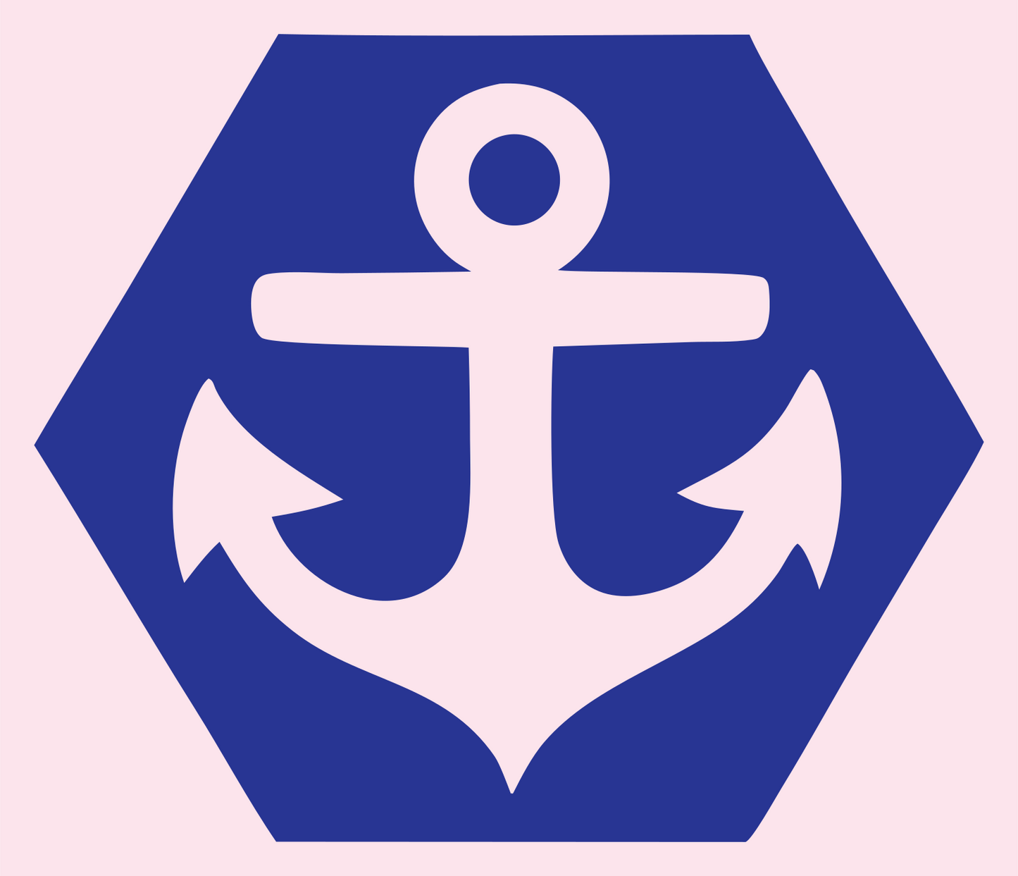 Negative Space Anchor Hexagon Badge #fce4ec/#283593
