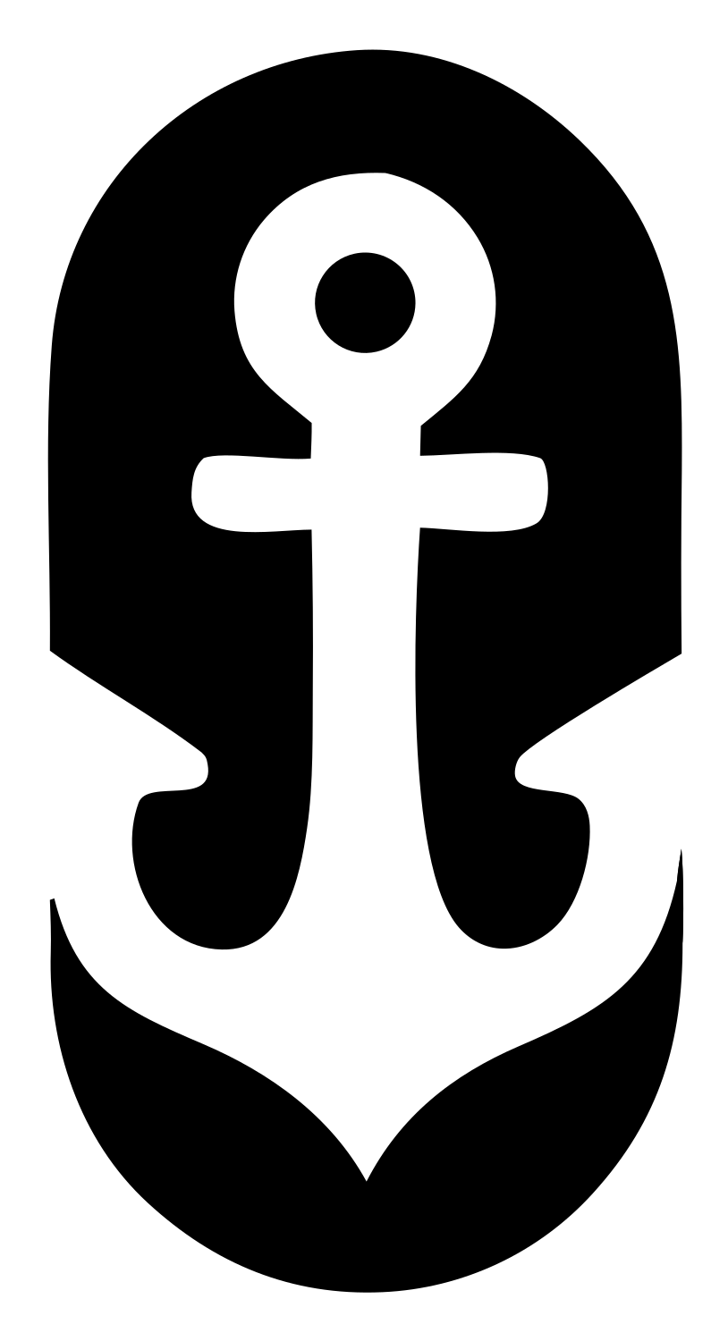 Negative Space Anchor Shield Badge #ffffff/#000000