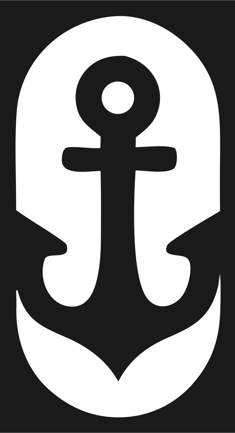 Negative Space Anchor Shield Badge #1a1a1a/#ffffff