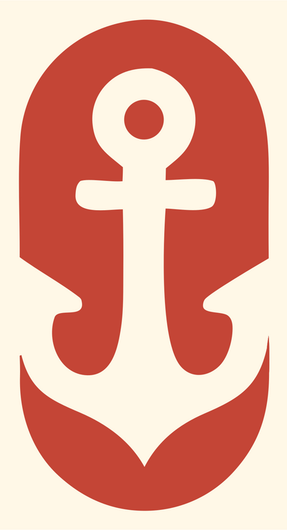 Negative Space Anchor Shield Badge #fff8e7/#c44536