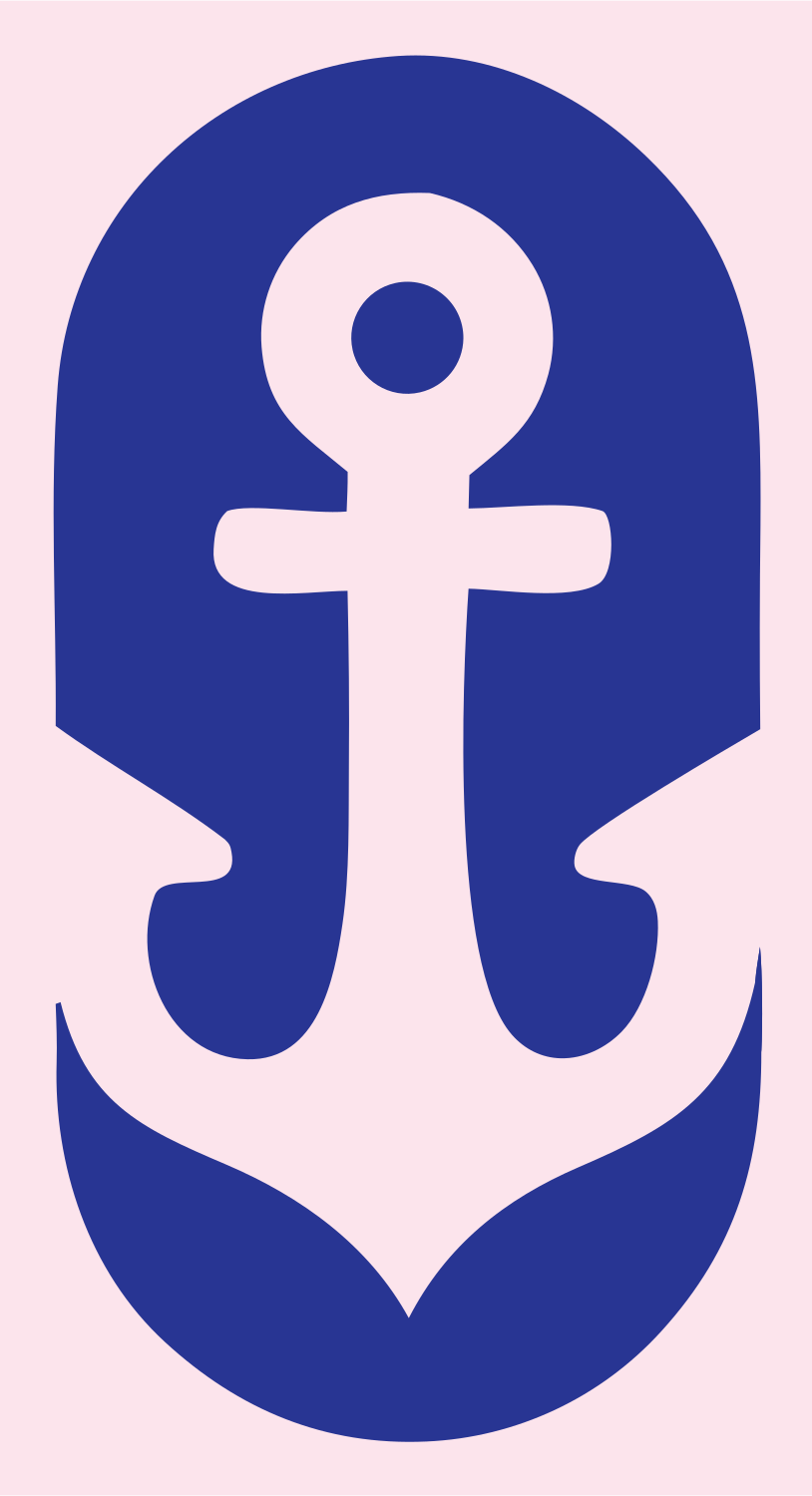 Negative Space Anchor Shield Badge #fce4ec/#283593
