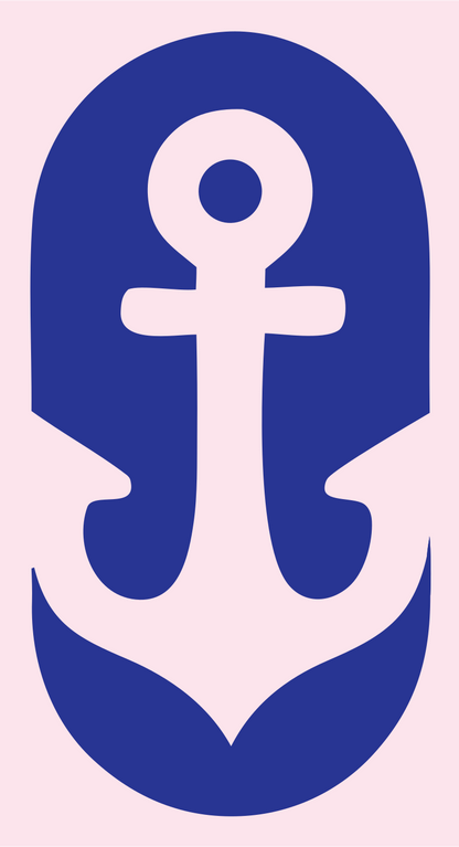 Negative Space Anchor Shield Badge #fce4ec/#283593