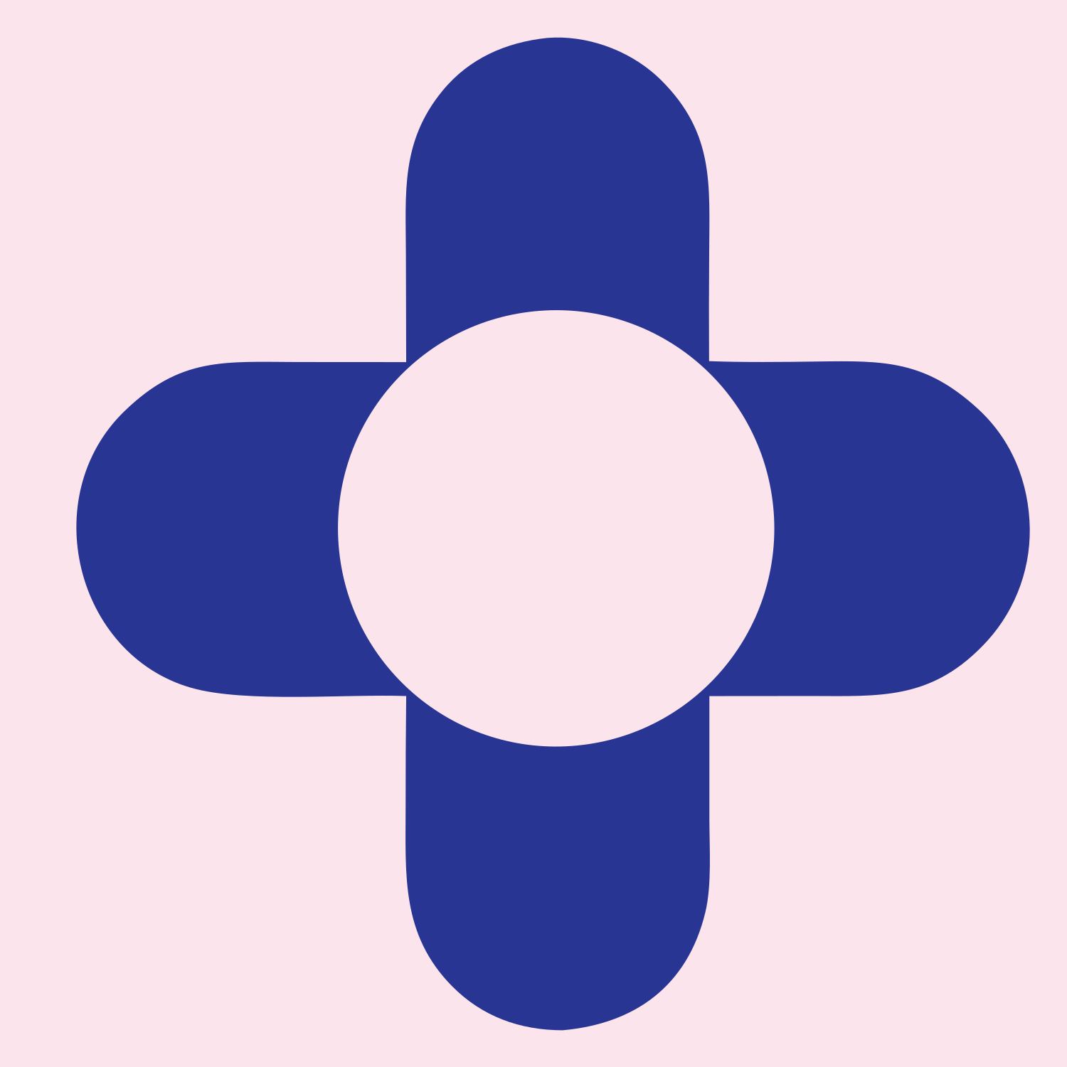 Negative Space Cross Circle Mark #fce4ec/#283593