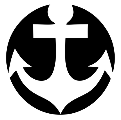 Negative Space Anchor Round Badge #ffffff/#000000