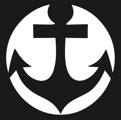 Negative Space Anchor Round Badge #1a1a1a/#ffffff