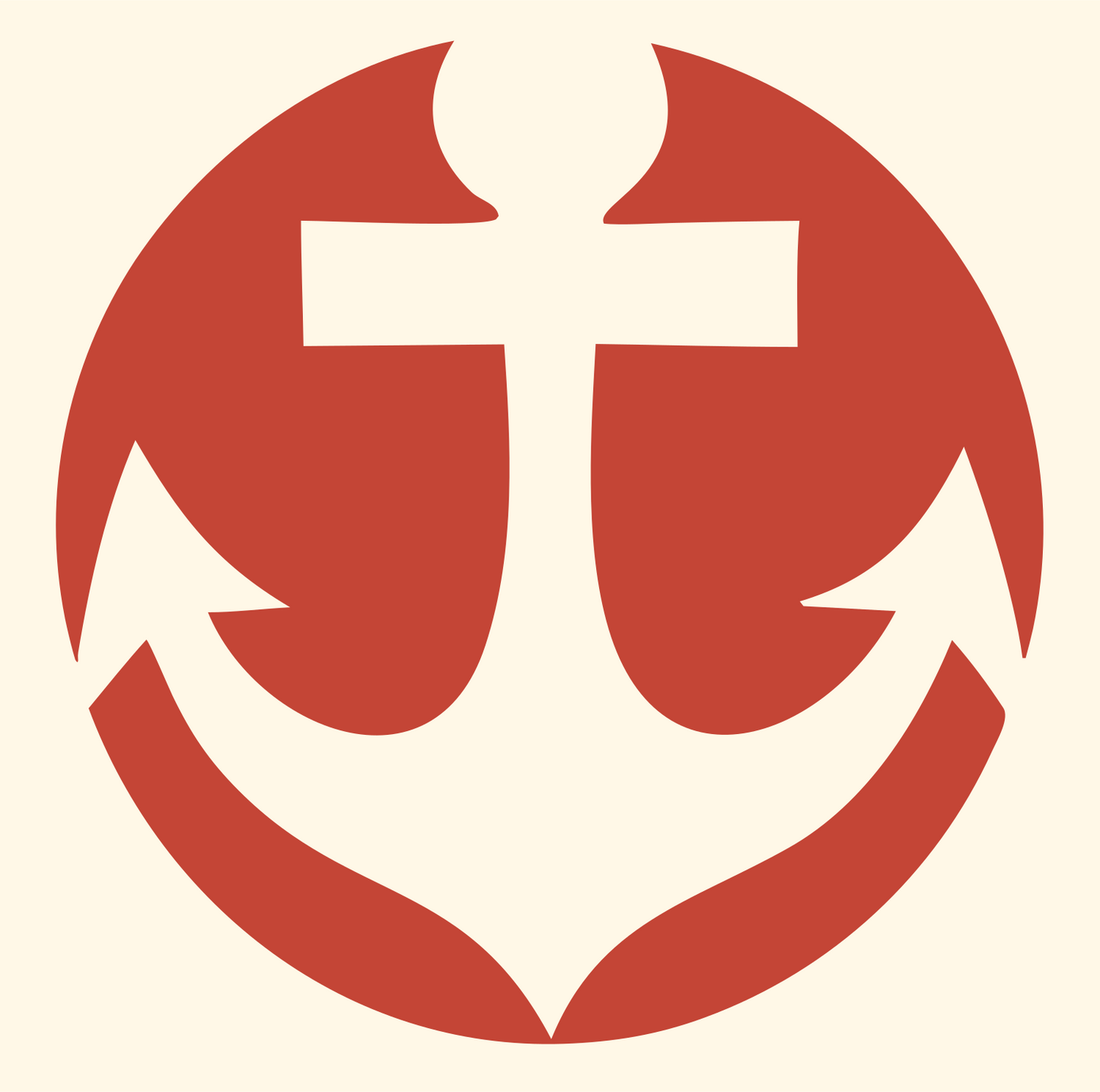 Negative Space Anchor Round Badge #fff8e7/#c44536