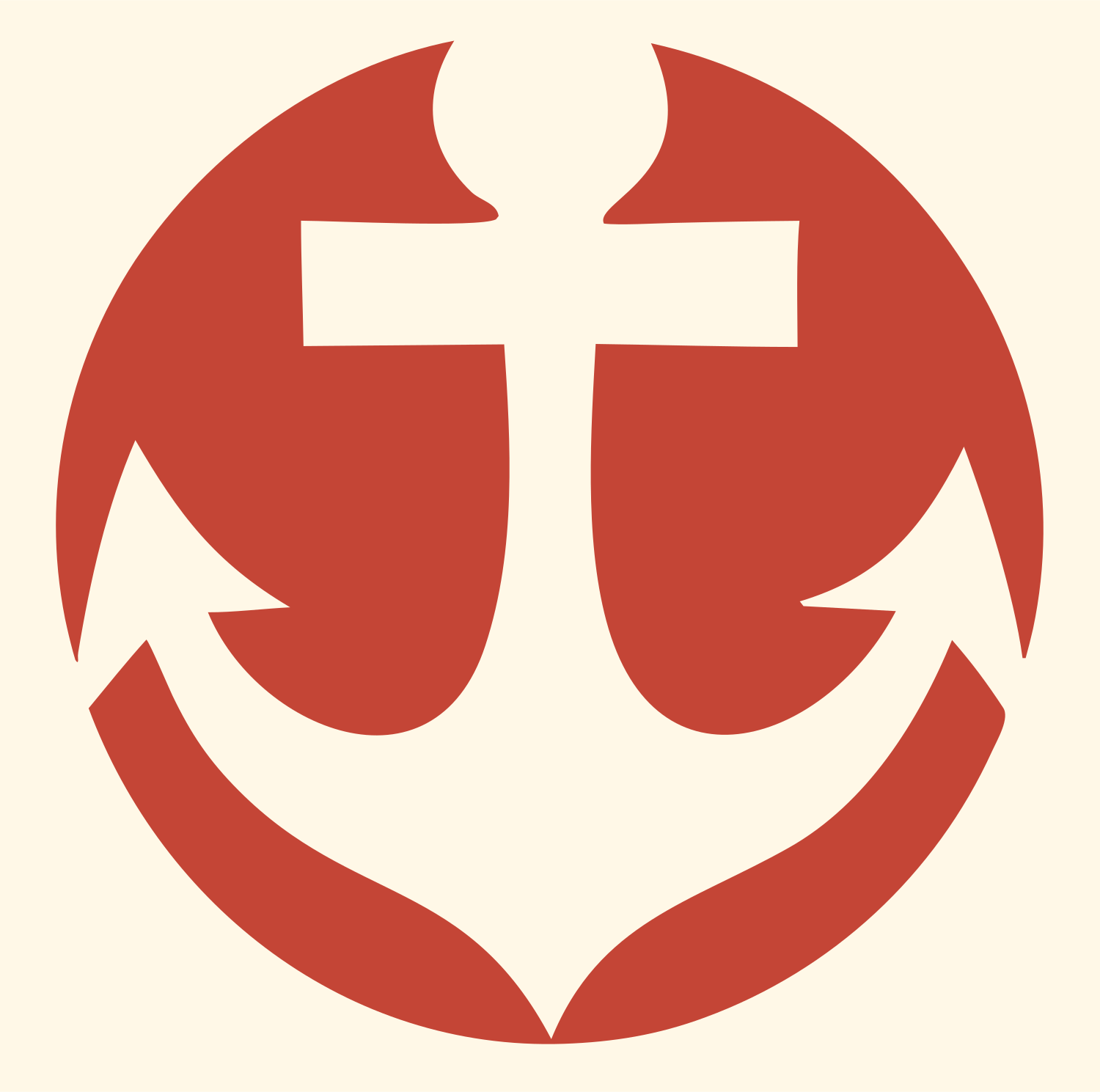Negative Space Anchor Round Badge #fff8e7/#c44536