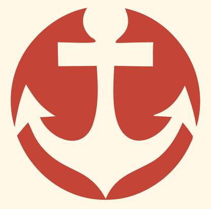 Negative Space Anchor Round Badge #fff8e7/#c44536