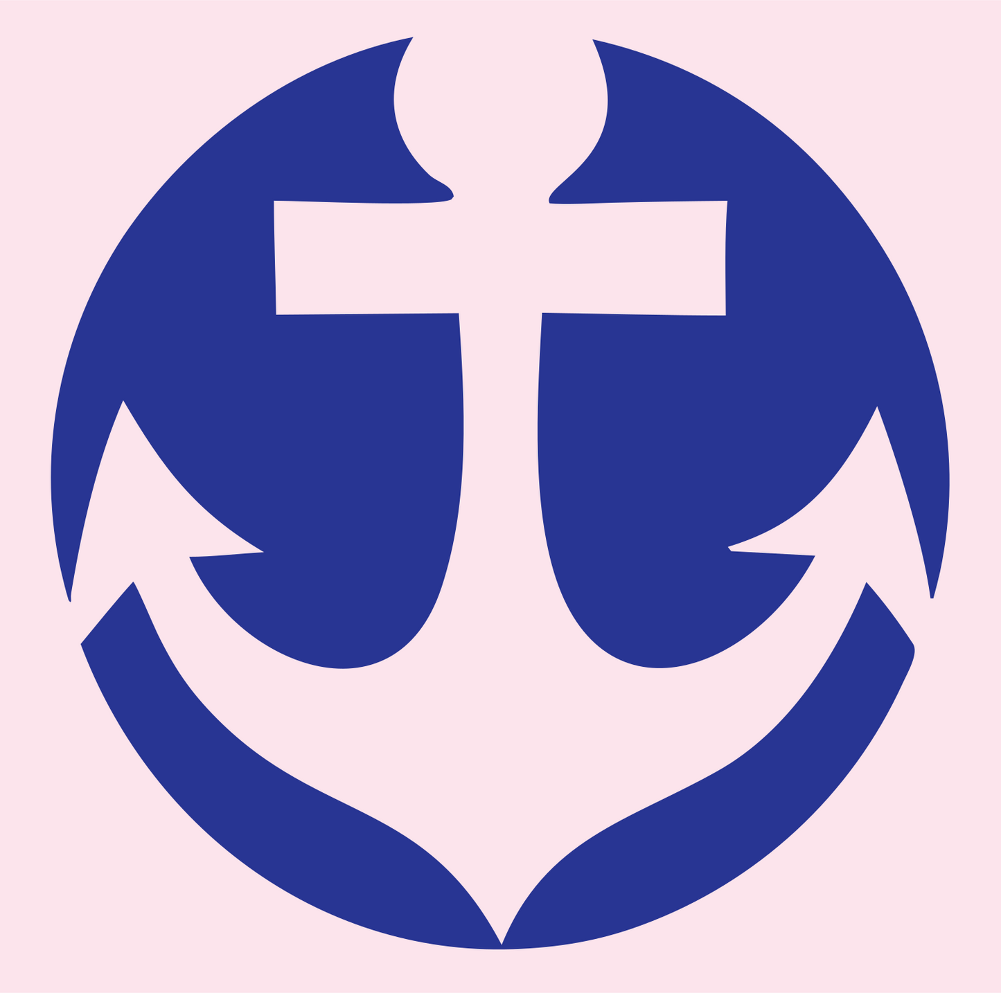 Negative Space Anchor Round Badge #fce4ec/#283593