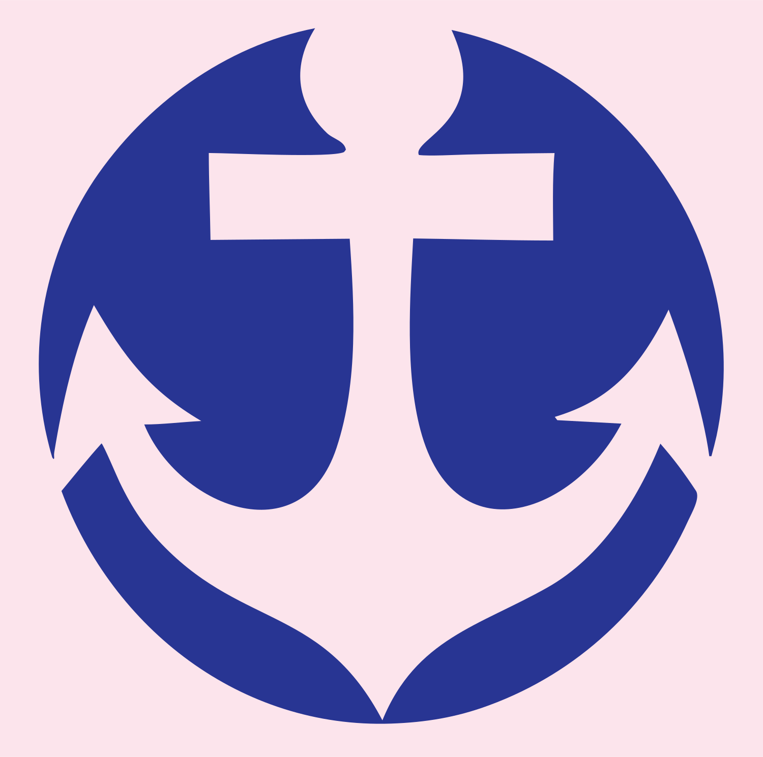 Negative Space Anchor Round Badge #fce4ec/#283593