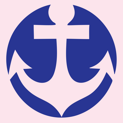 Negative Space Anchor Round Badge #fce4ec/#283593