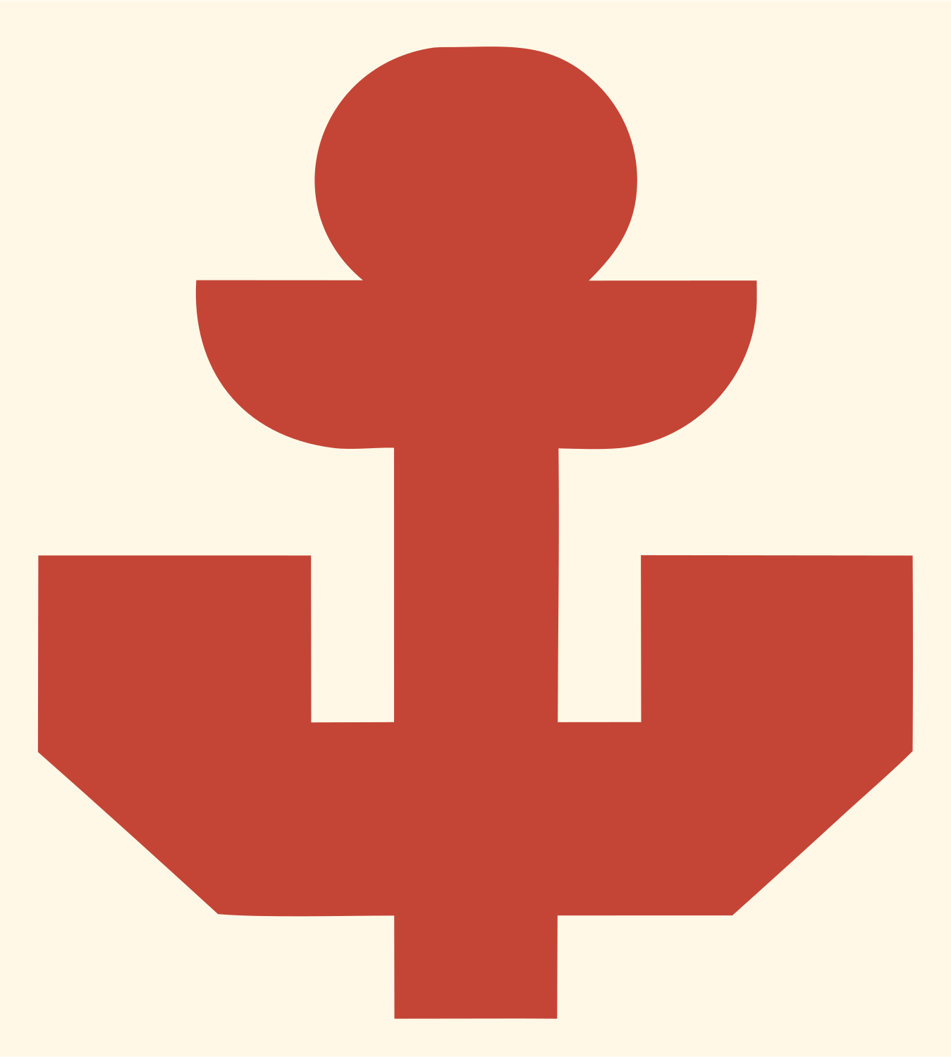 Chunky Anchor Pixel Crest #fff8e7/#c44536