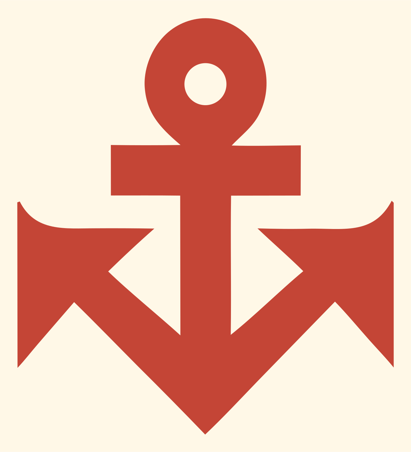 Blocky Anchor Zigzag Mark #fff8e7/#c44536