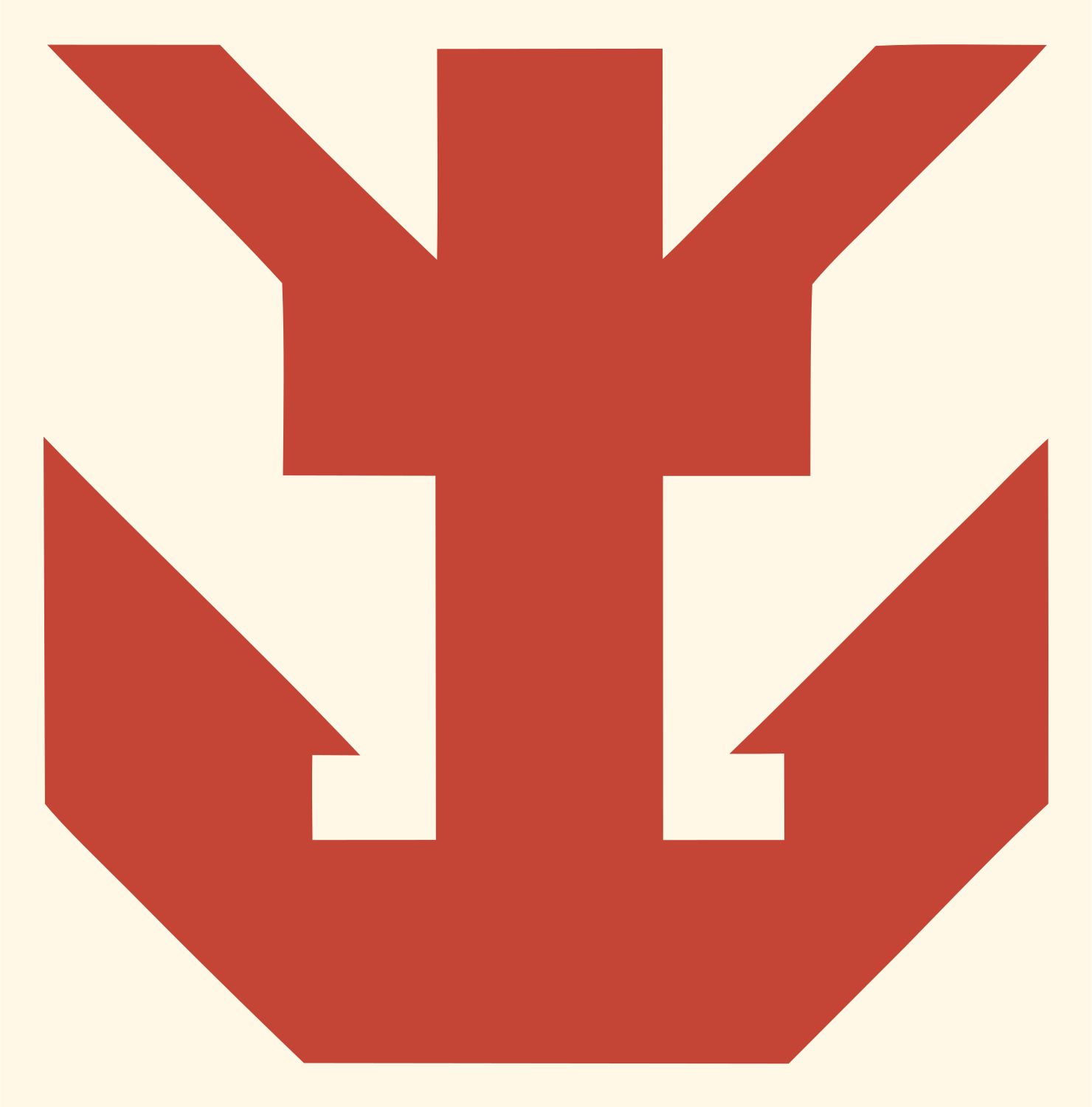 Chunky Anchor Crown Mark #fff8e7/#c44536