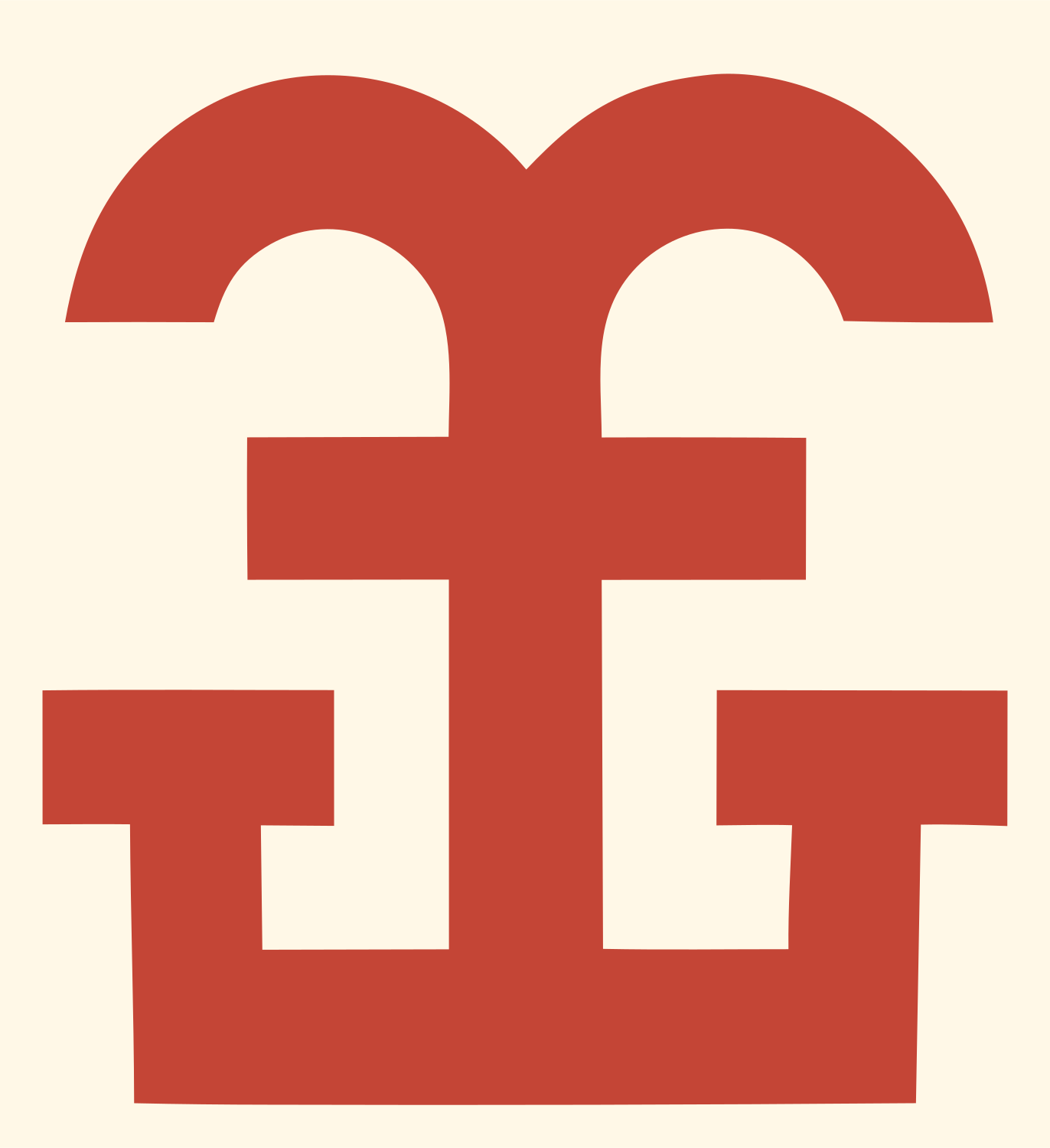 Blocky Anchor Cross Emblem #fff8e7/#c44536