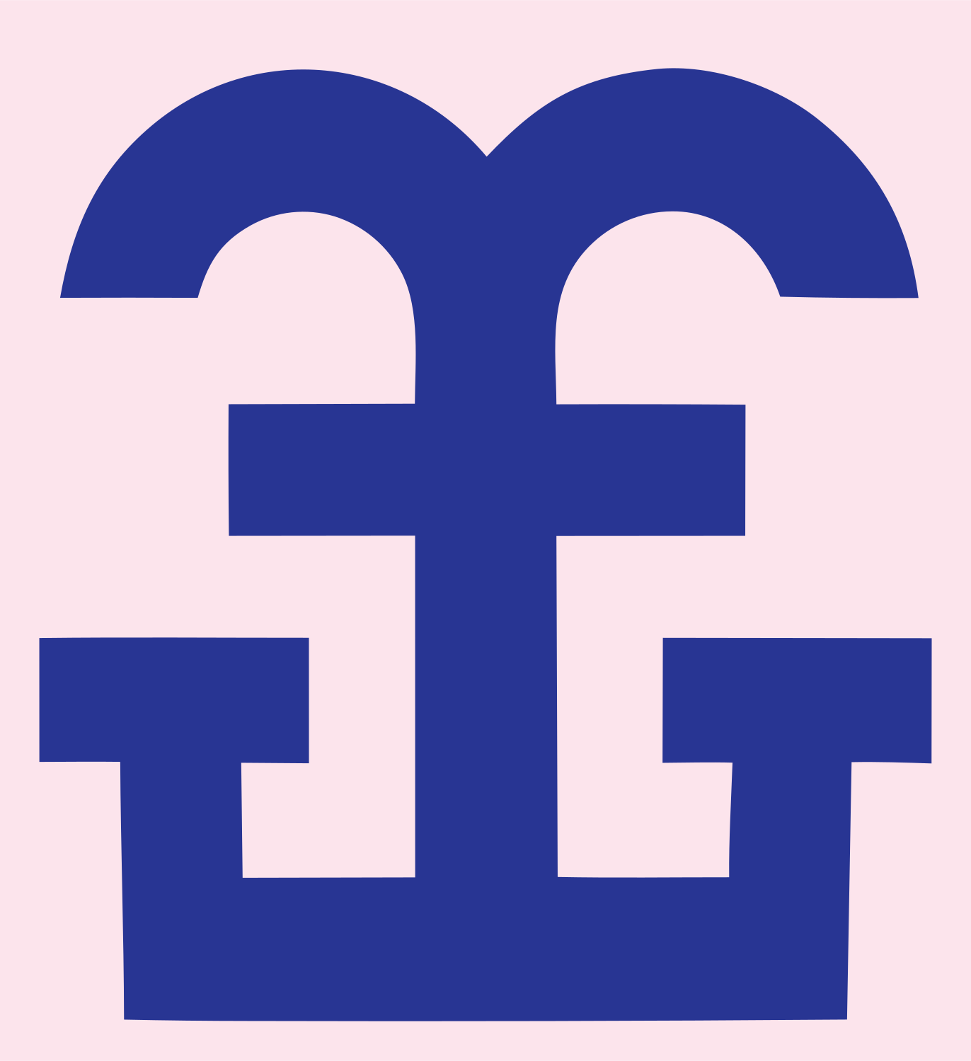 Blocky Anchor Cross Emblem #fce4ec/#283593