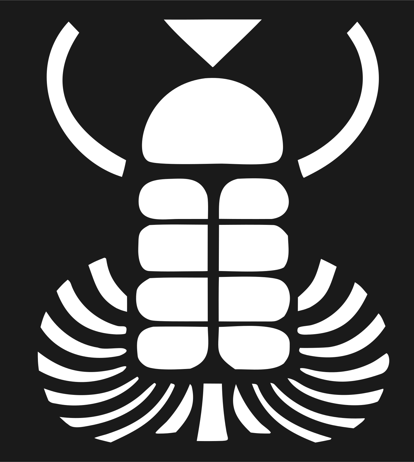 Geometric Trilobite Beetle Mark #1a1a1a/#ffffff