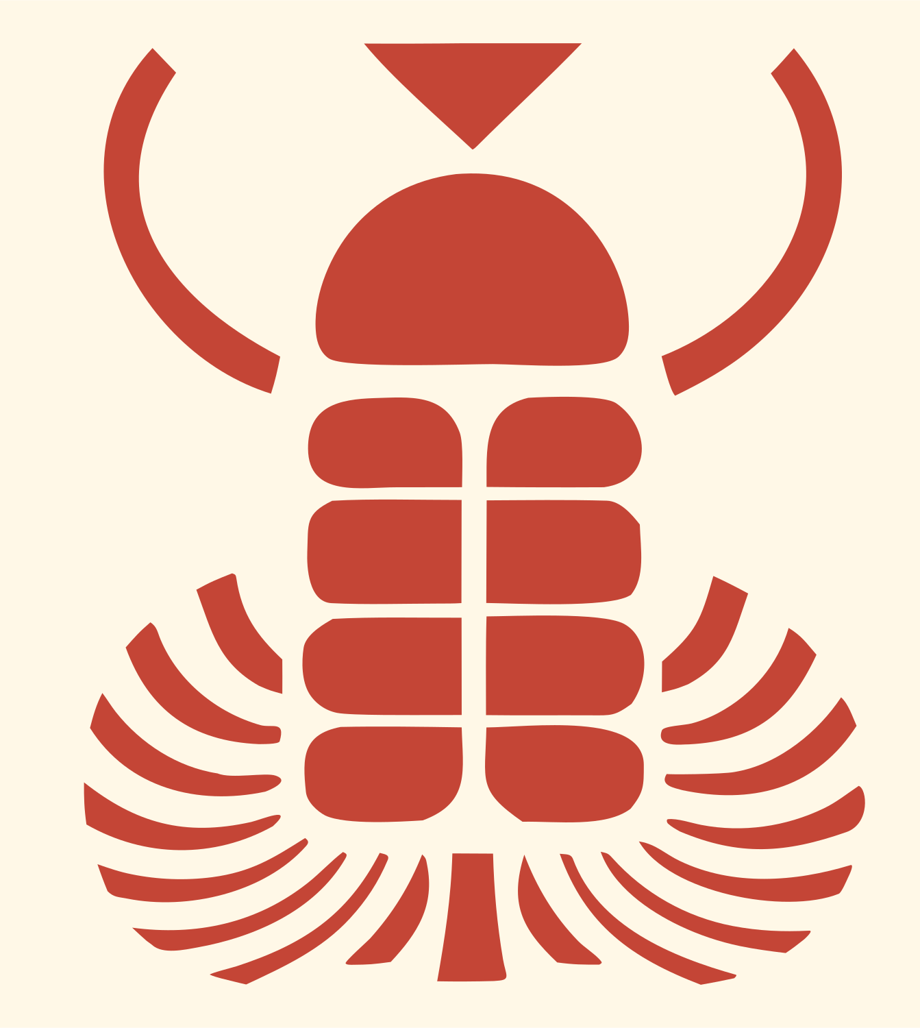 Geometric Trilobite Beetle Mark #fff8e7/#c44536