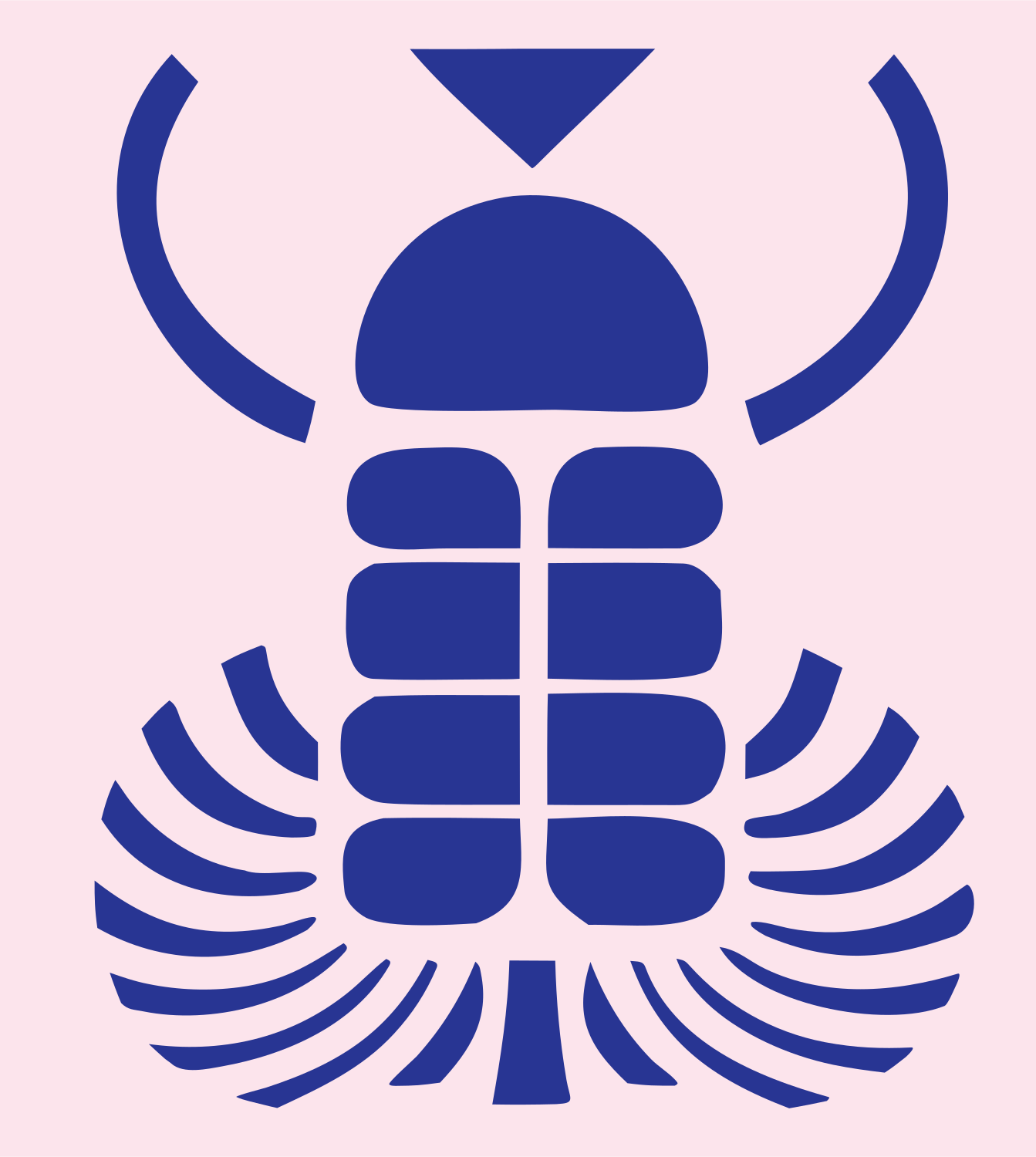 Geometric Trilobite Beetle Mark #fce4ec/#283593