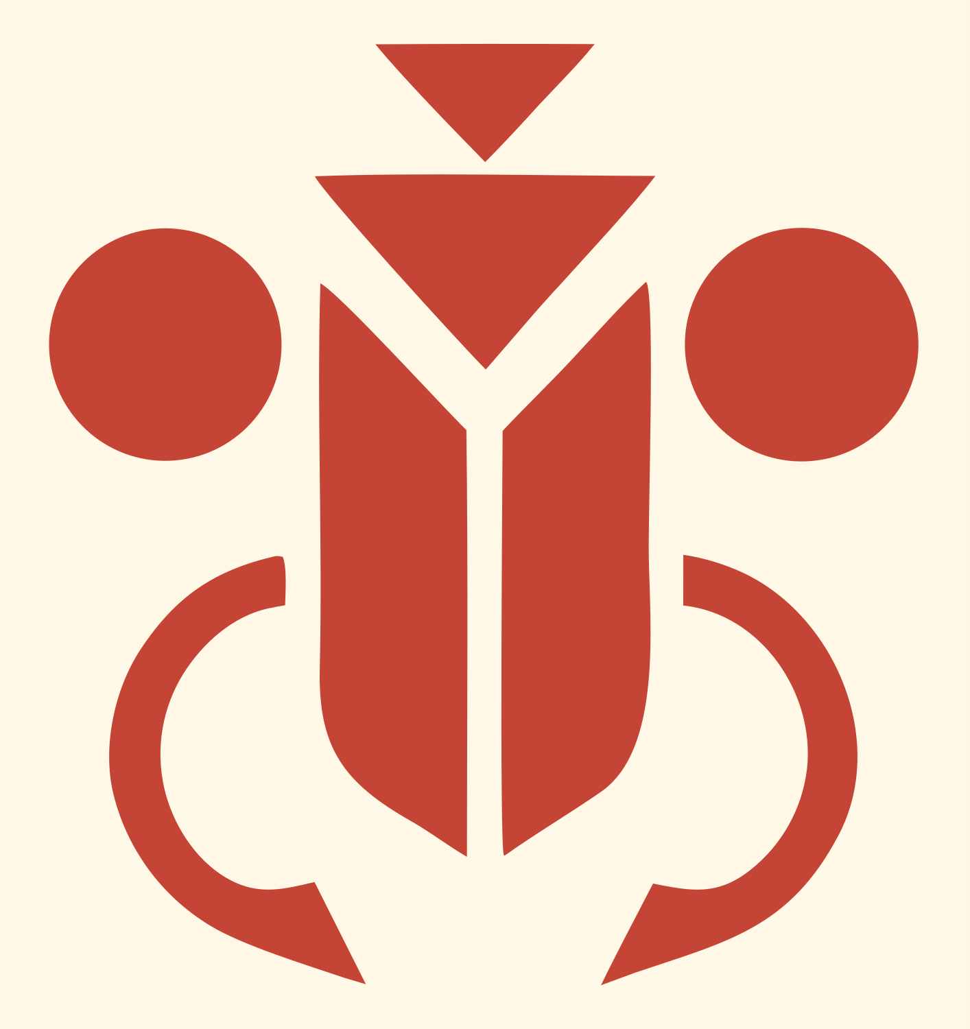 Geometric Beetle Symmetry Mark #fff8e7/#c44536