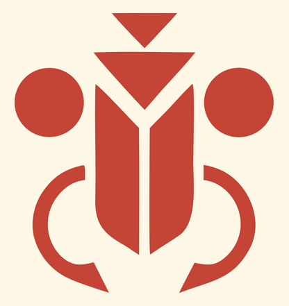 Geometric Beetle Symmetry Mark #fff8e7/#c44536