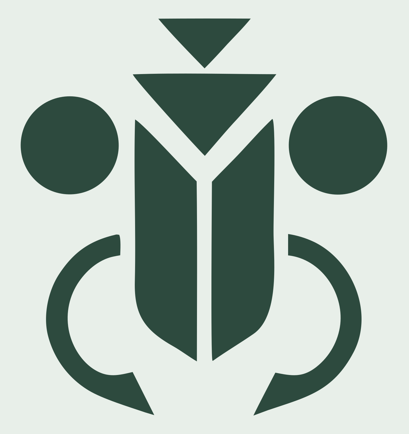 Geometric Beetle Symmetry Mark #e8efe9/#2d4a3e