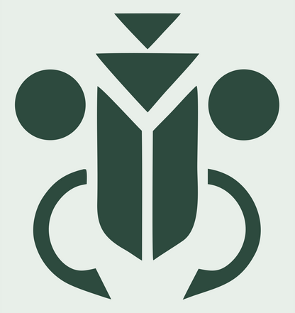 Geometric Beetle Symmetry Mark #e8efe9/#2d4a3e