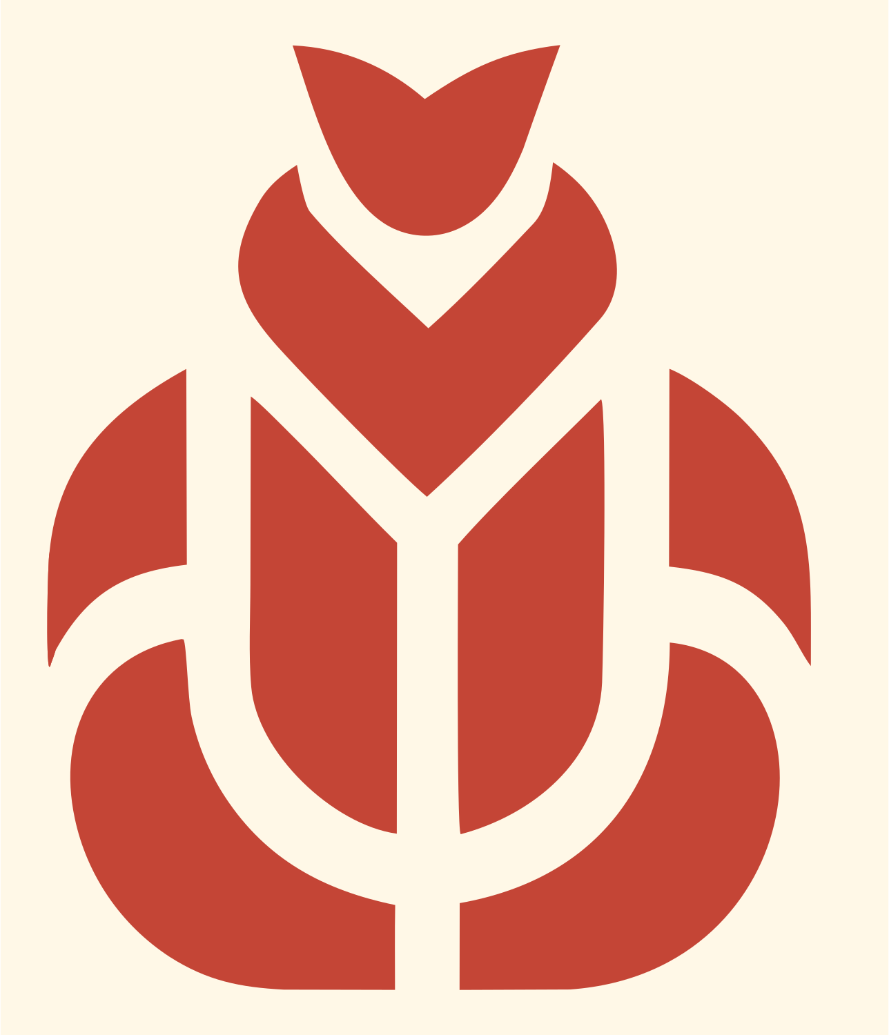 Bold Scarab Beetle Icon #fff8e7/#c44536