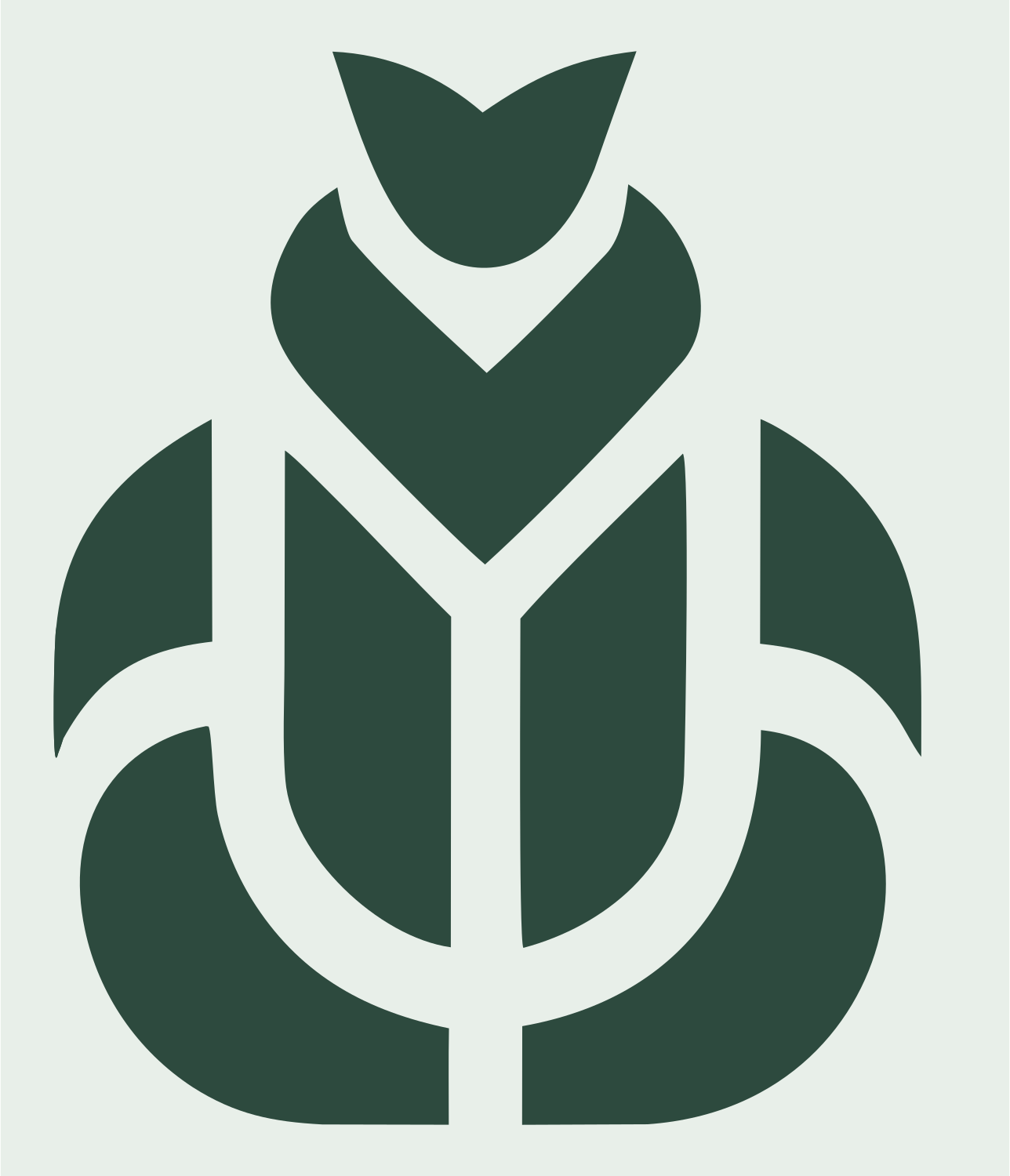 Bold Scarab Beetle Icon #e8efe9/#2d4a3e