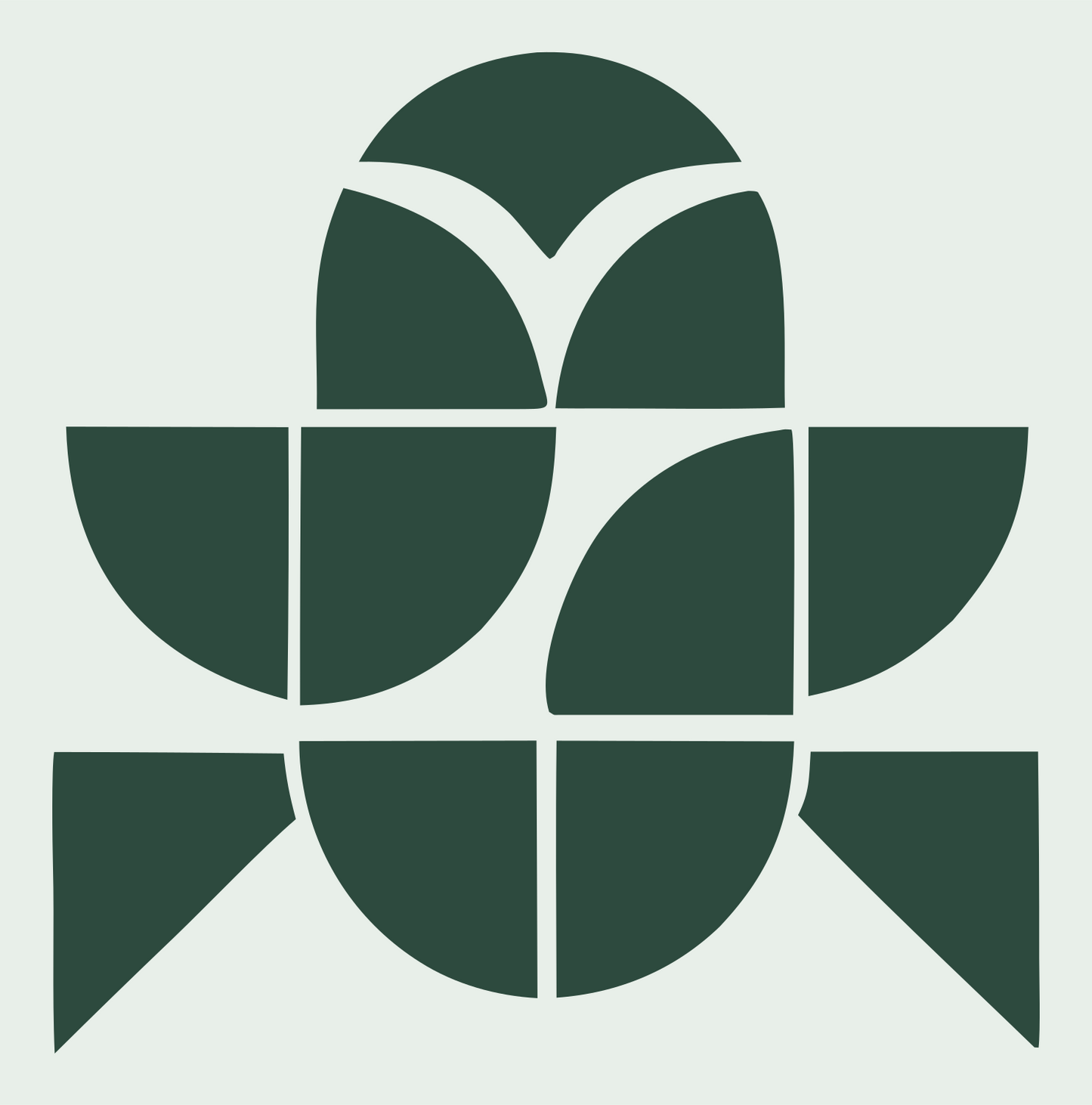 Geometric Scarab Beetle Crest #e8efe9/#2d4a3e