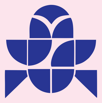 Geometric Scarab Beetle Crest #fce4ec/#283593