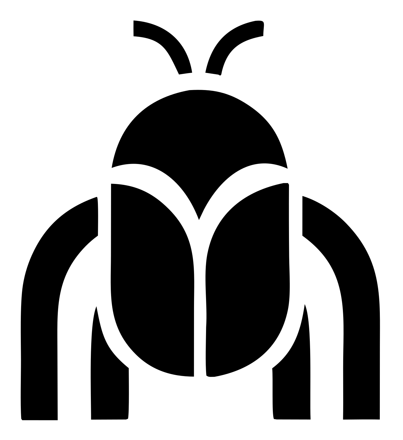 Minimalist Beetle Top-Down Icon #ffffff/#000000