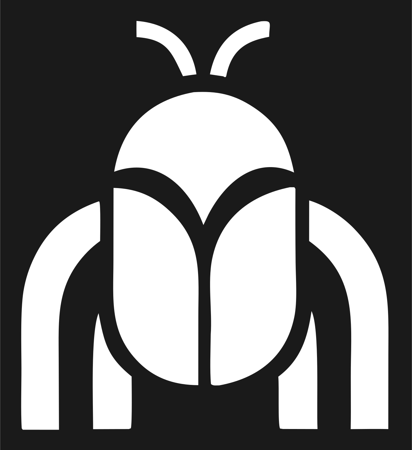 Minimalist Beetle Top-Down Icon #1a1a1a/#ffffff