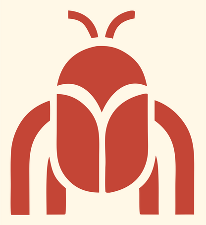 Minimalist Beetle Top-Down Icon #fff8e7/#c44536