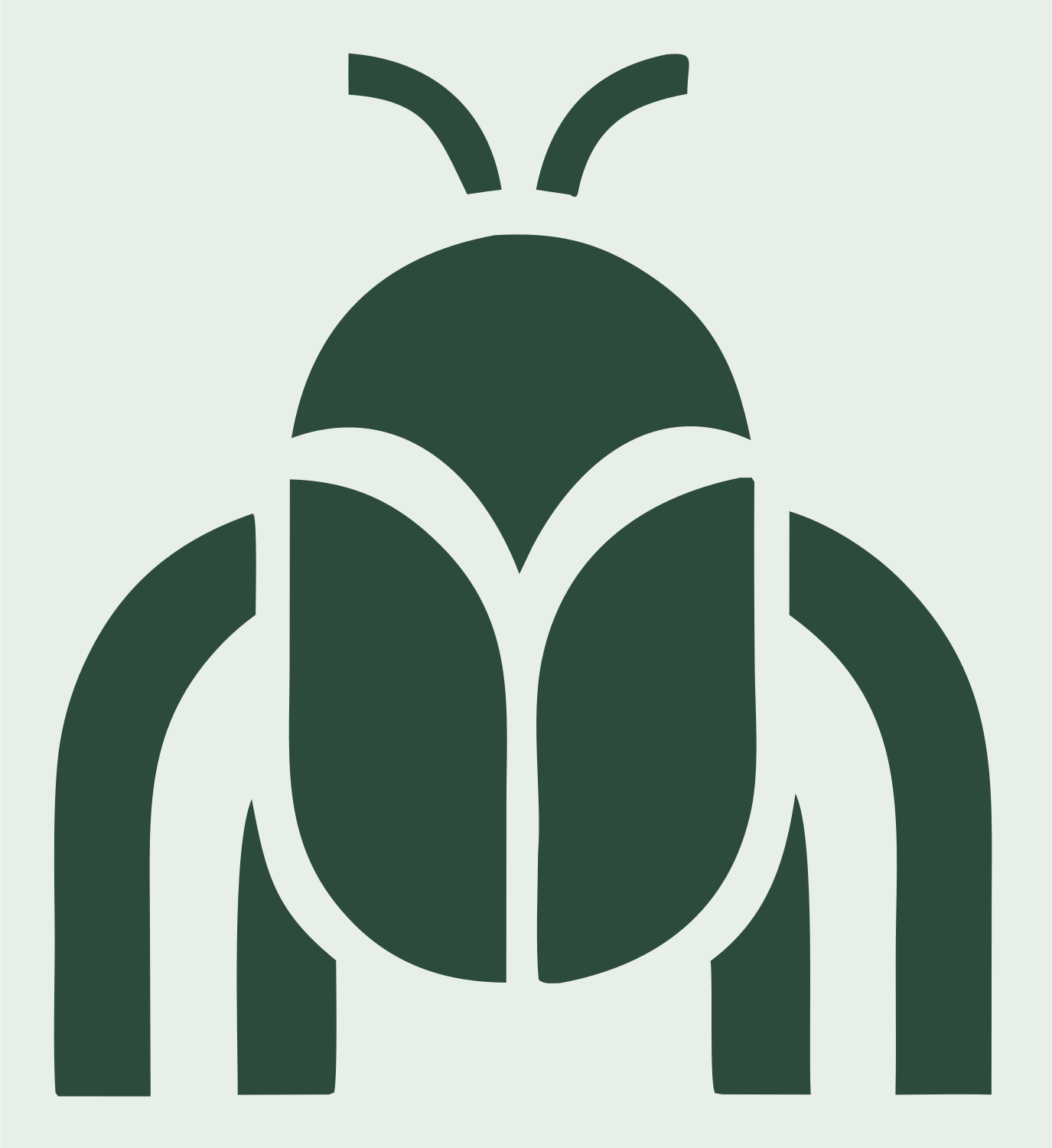 Minimalist Beetle Top-Down Icon #e8efe9/#2d4a3e